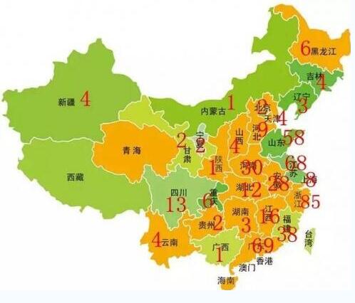 2016年全國(guó)“老賴(lài)”紙箱廠分布圖